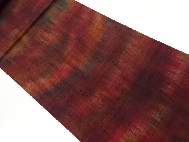 手織り紬抽象模様暈し開き名古屋帯（額縁仕立て）